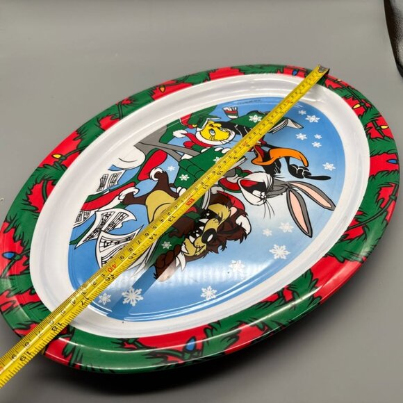 Vintage 1996 Warner Brothers Looney Tunes Large Oval Christmas plate - Picture 5 of 5
